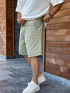 Green Basic Gabardine Shorts WE-2973