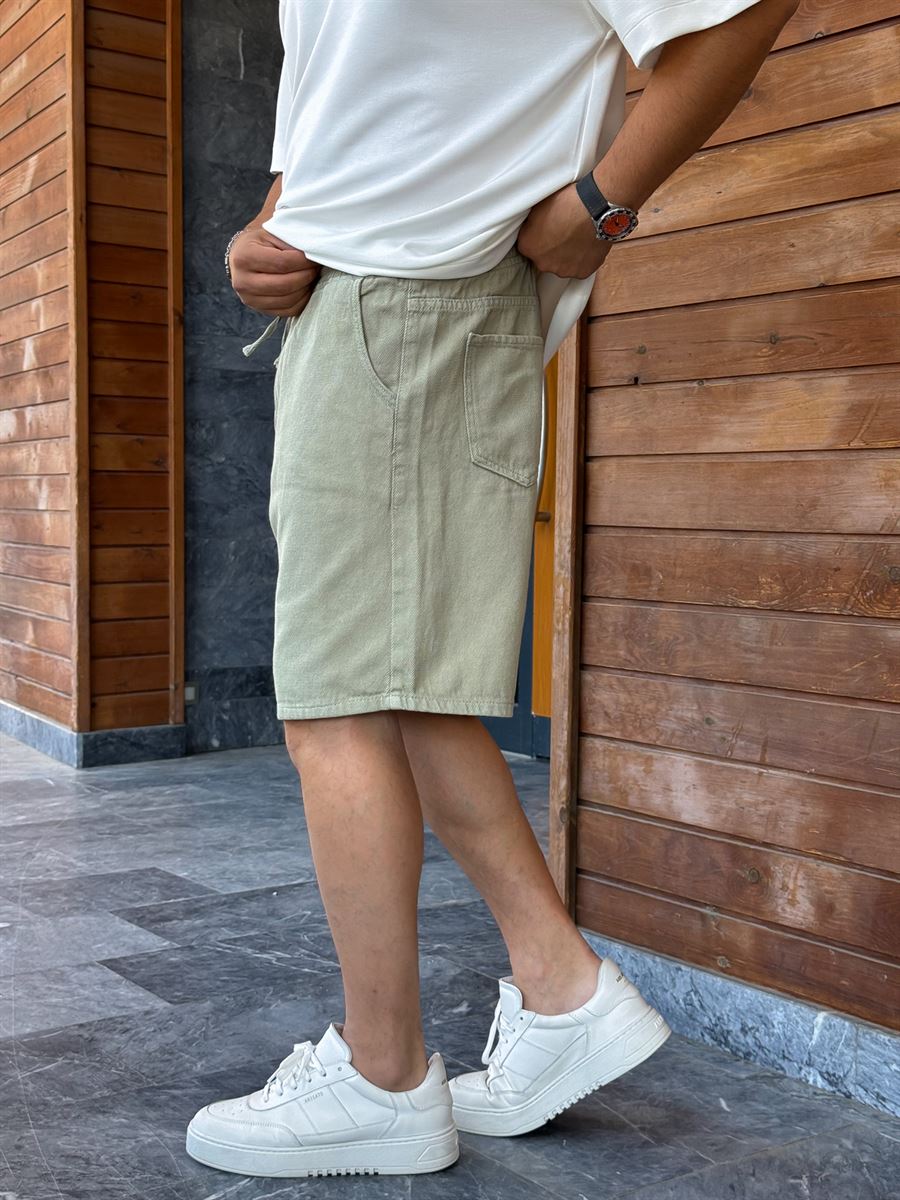 Green Basic Gabardine Shorts WE-2973