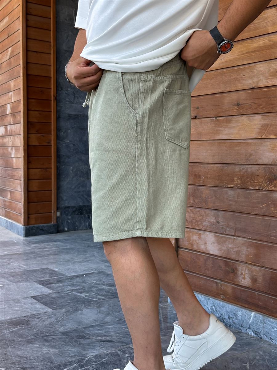 Green Basic Gabardine Shorts WE-2973