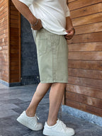 Green Basic Gabardine Shorts WE-2973