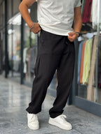 Black Slim Gabardine Trousers WE-2852