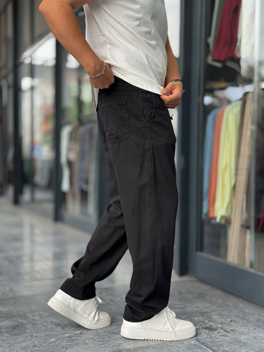 Black Slim Gabardine Trousers WE-2852