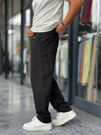 Black Slim Gabardine Trousers WE-2852