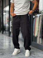 Black Slim Gabardine Trousers WE-2852