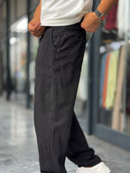Black Slim Gabardine Trousers WE-2852