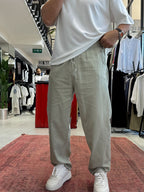 Green Slim Gabardine Trousers WE-2852