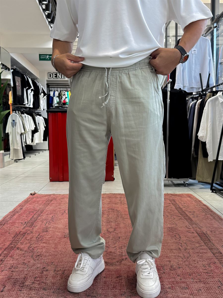Green Slim Gabardine Trousers WE-2852