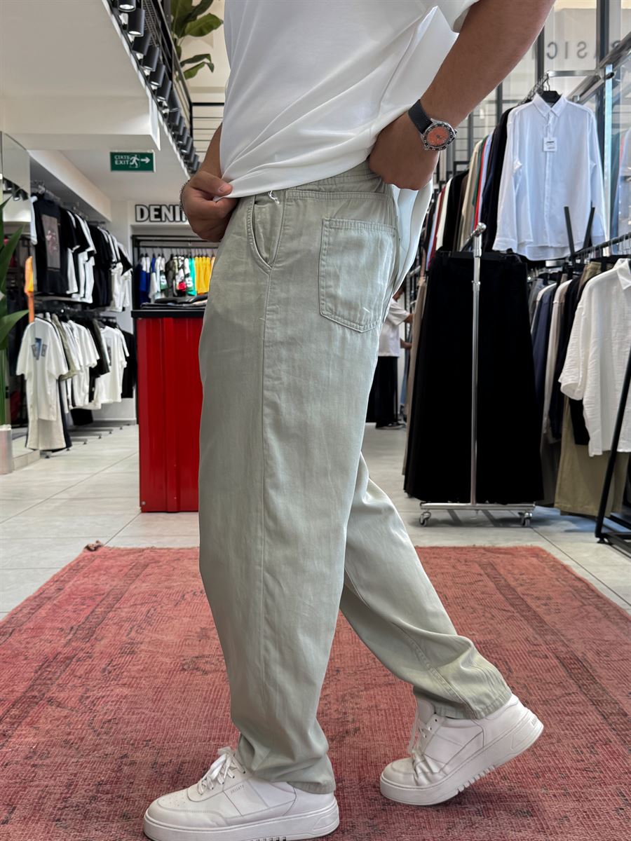 Green Slim Gabardine Trousers WE-2852