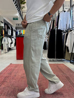 Green Slim Gabardine Trousers WE-2852