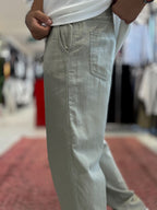 Green Slim Gabardine Trousers WE-2852