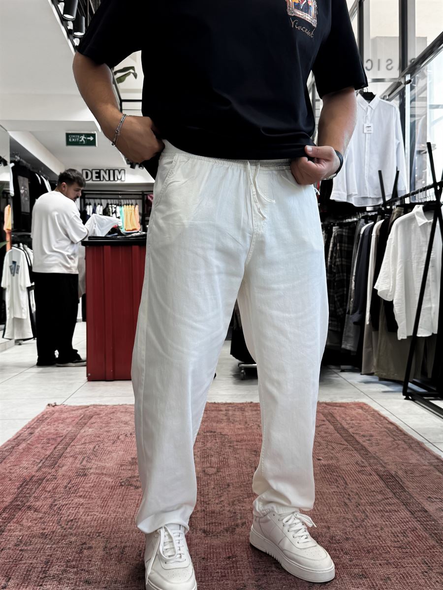 Ecru Slim Gabardine Trousers WE-2852