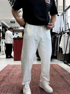Ecru Slim Gabardine Trousers WE-2852
