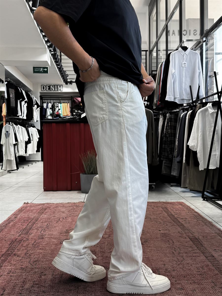 Ecru Slim Gabardine Trousers WE-2852