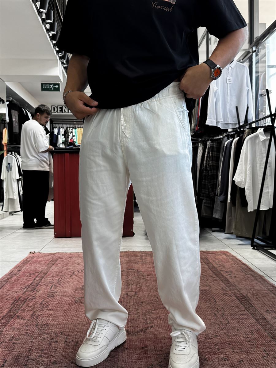 Ecru Slim Gabardine Trousers WE-2852