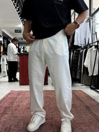 Ecru Slim Gabardine Trousers WE-2852
