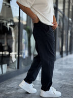 Black Washed Slim Fit Trousers WE-2986