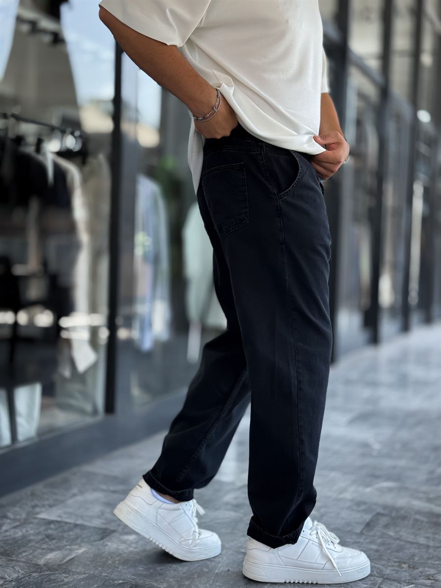 Black Washed Slim Fit Trousers WE-2986