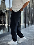 Black Washed Slim Fit Trousers WE-2986