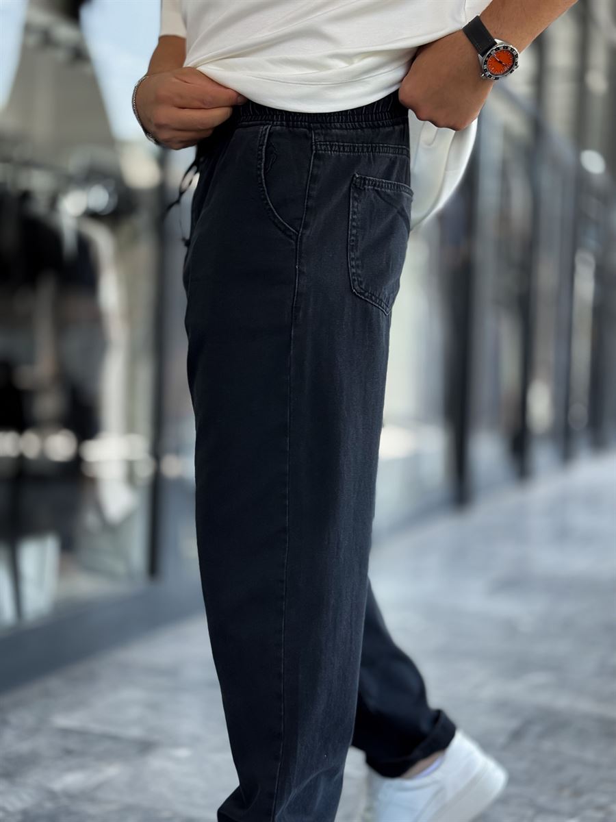 Black Washed Slim Fit Trousers WE-2986