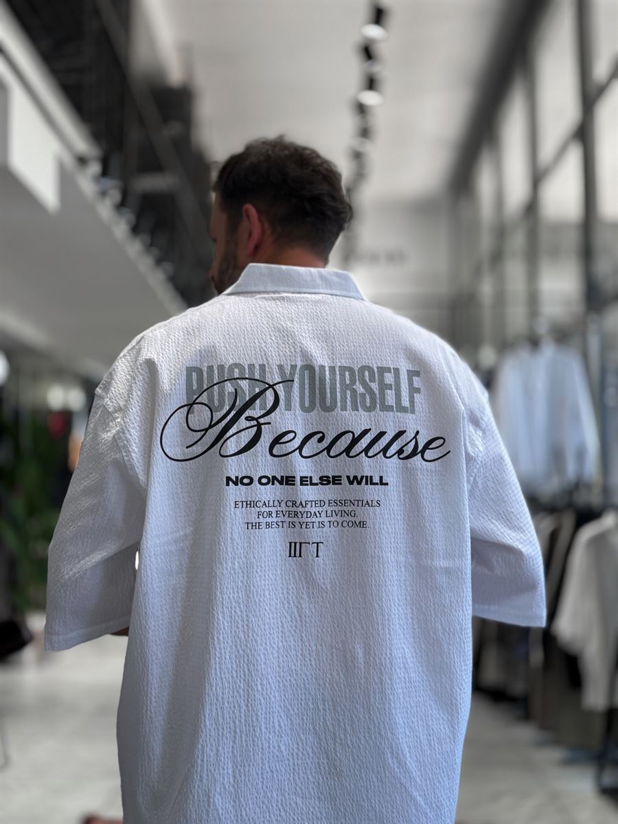 White Back Printed Waffle Fabric Shirt TW-1206