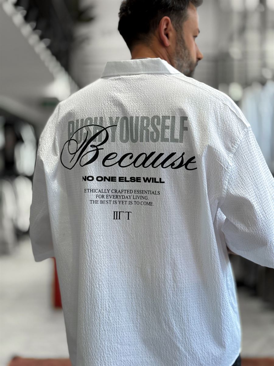 White Back Printed Waffle Fabric Shirt TW-1206