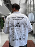 White Van Gogh Print Oversize Shirt TW-1208