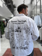 White Van Gogh Print Oversize Shirt TW-1208