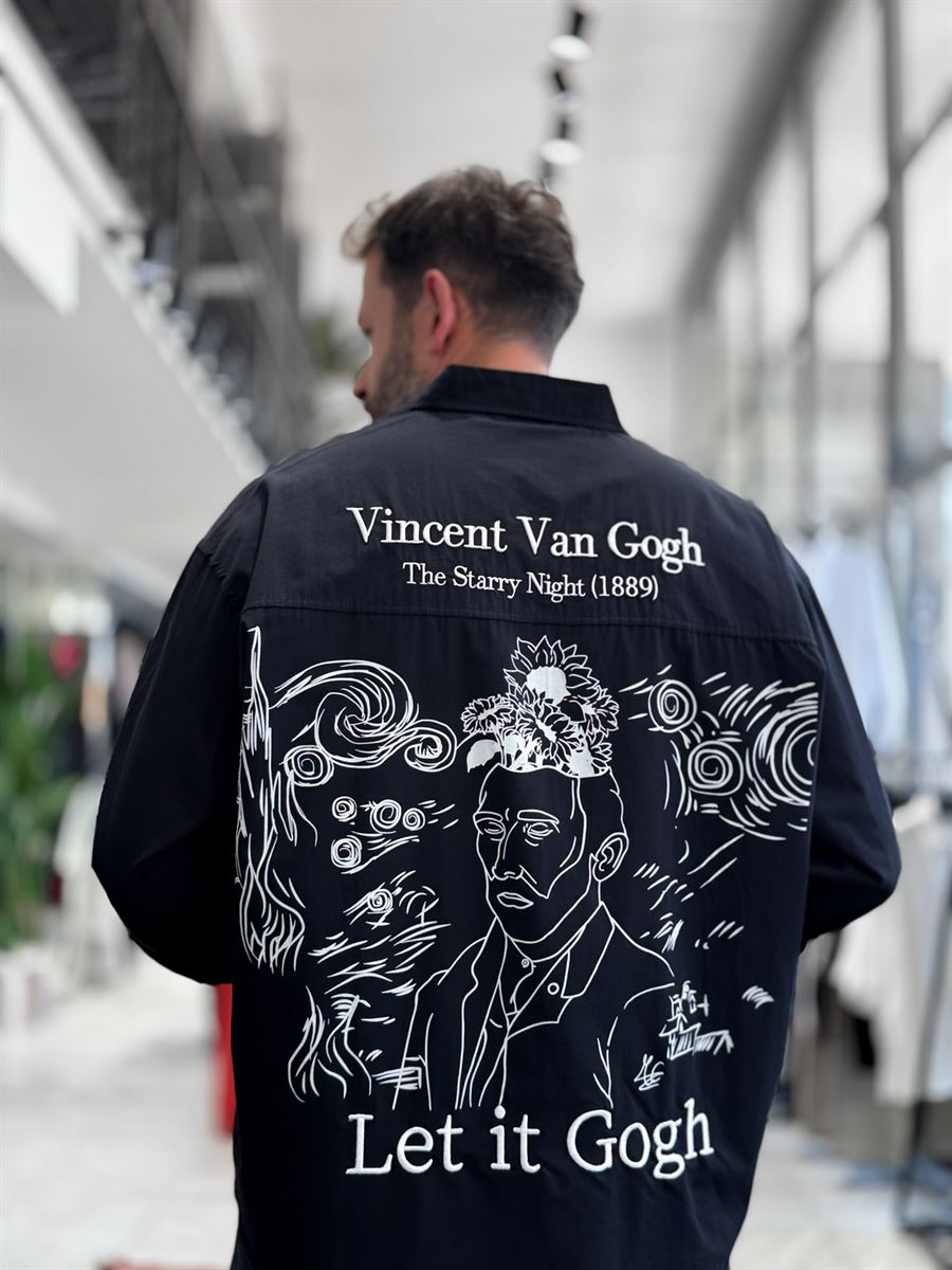 Black Van Gogh Print Oversize Shirt TW-1208