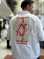 White Culture Embroidered Short-Sleeved Shirt TW-1210