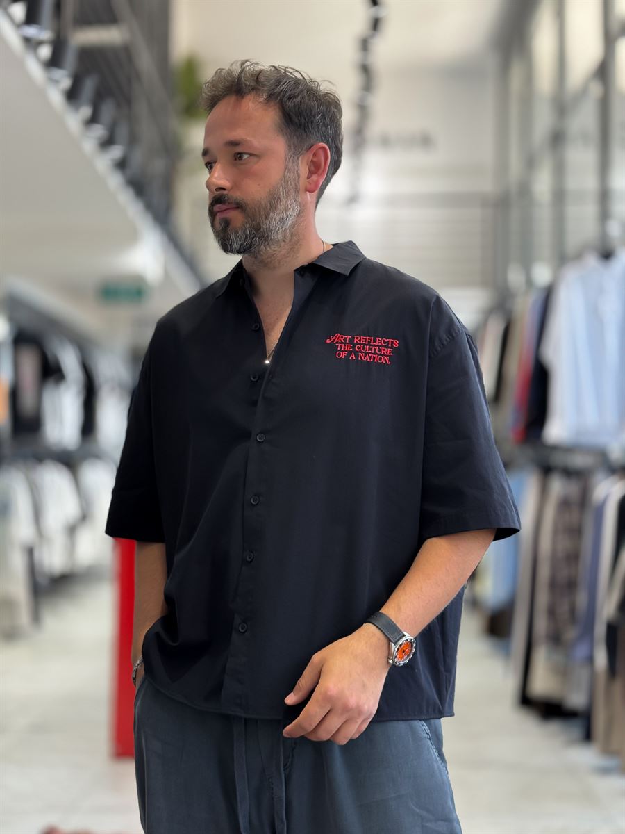 Black Culture Embroidered Short-Sleeved Shirt TW-1210