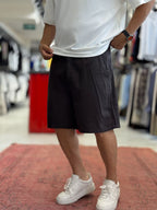Coffee Brown Linen Loose Fit Shorts DF-3418