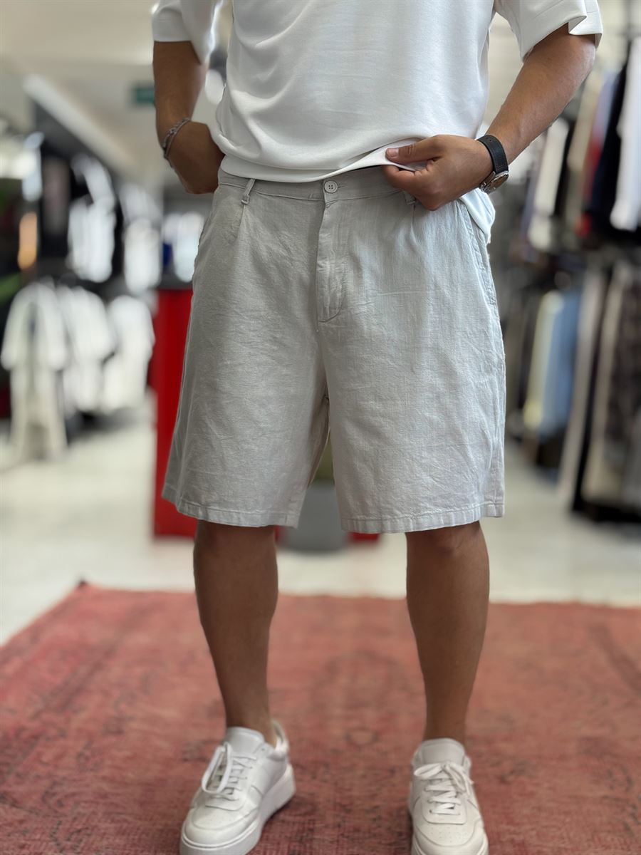 Stone Linen Loose Fit Shorts DF-3418