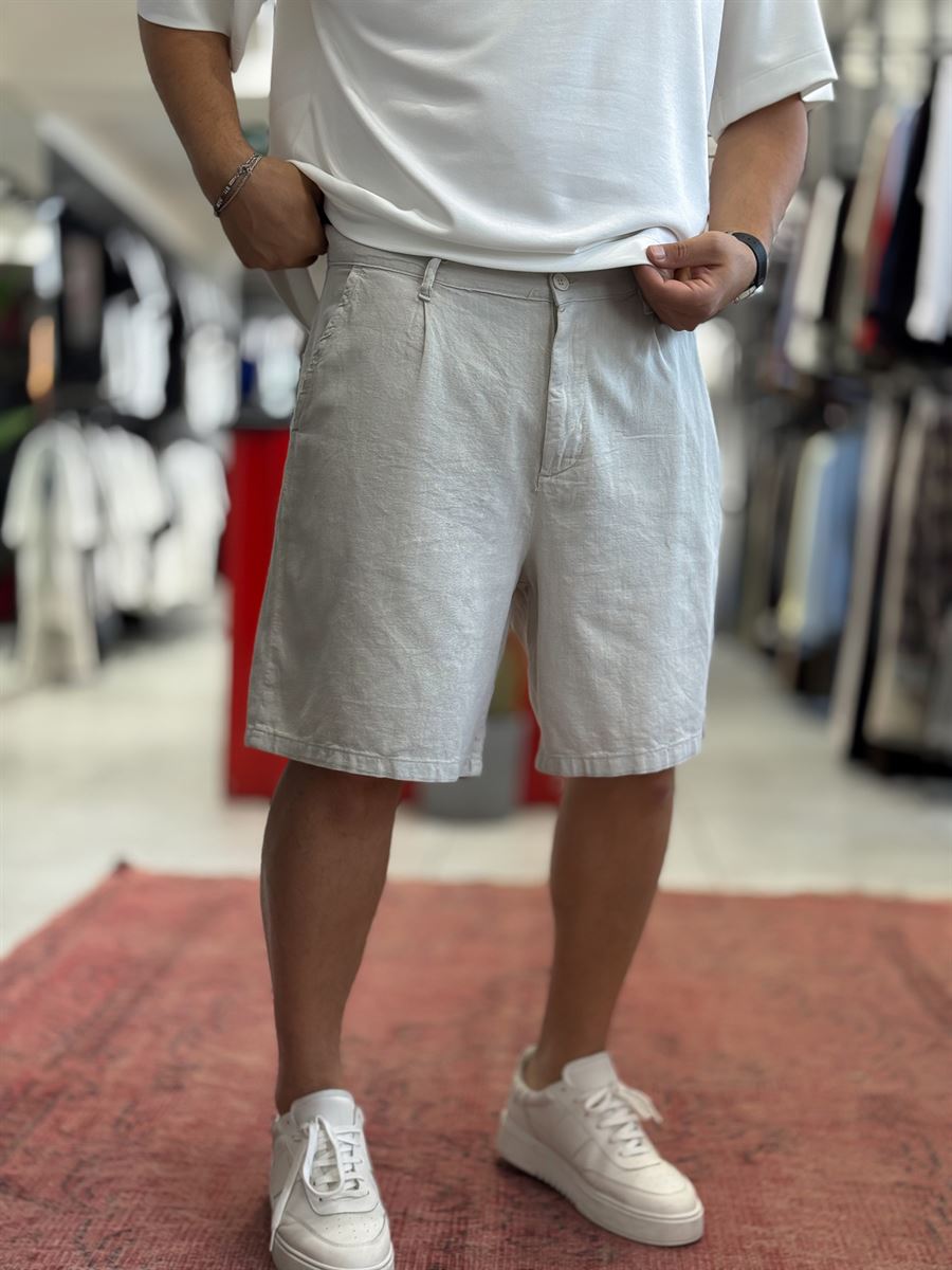 Stone Linen Loose Fit Shorts DF-3418