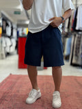 Navy Blue Linen Loose Fit Shorts DF-3418