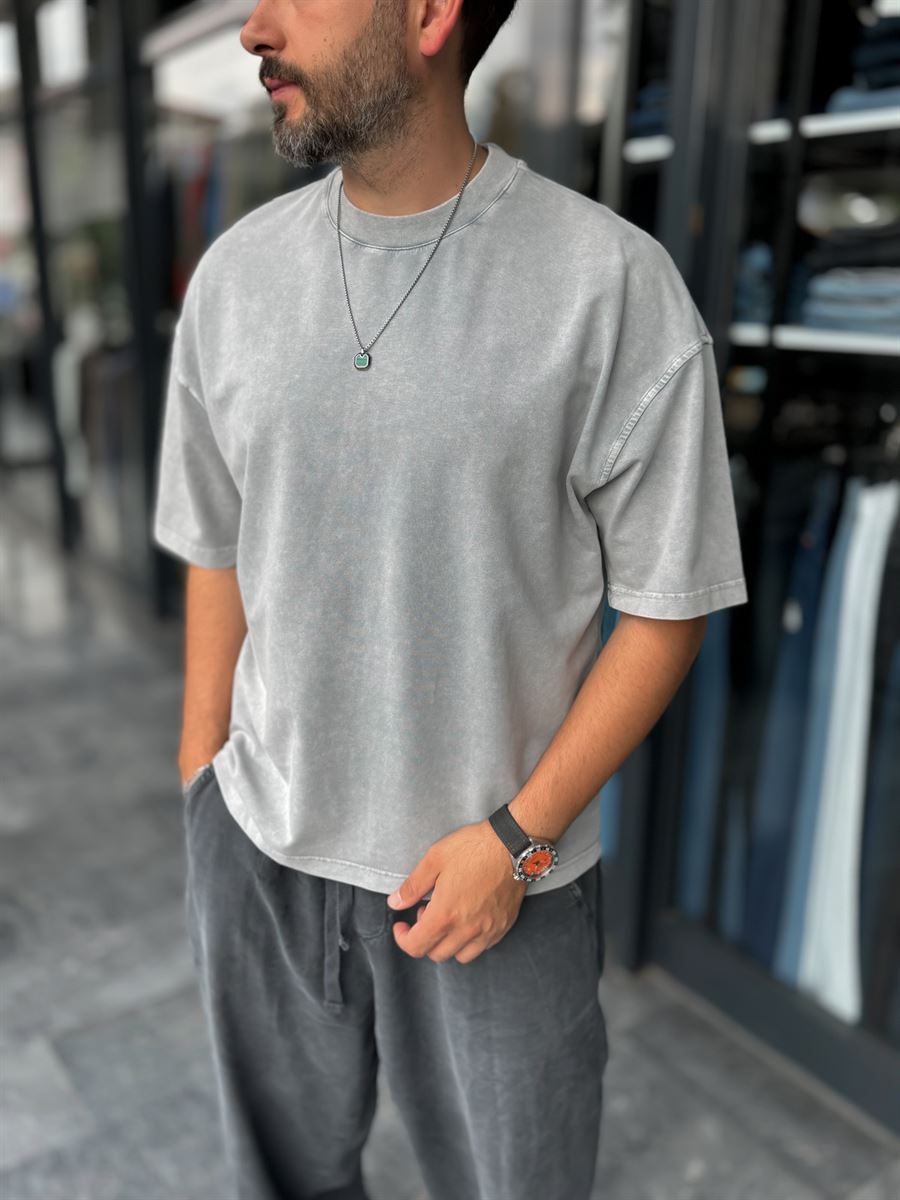 Light Grey Washed Oversize T-Shirt DF-2180