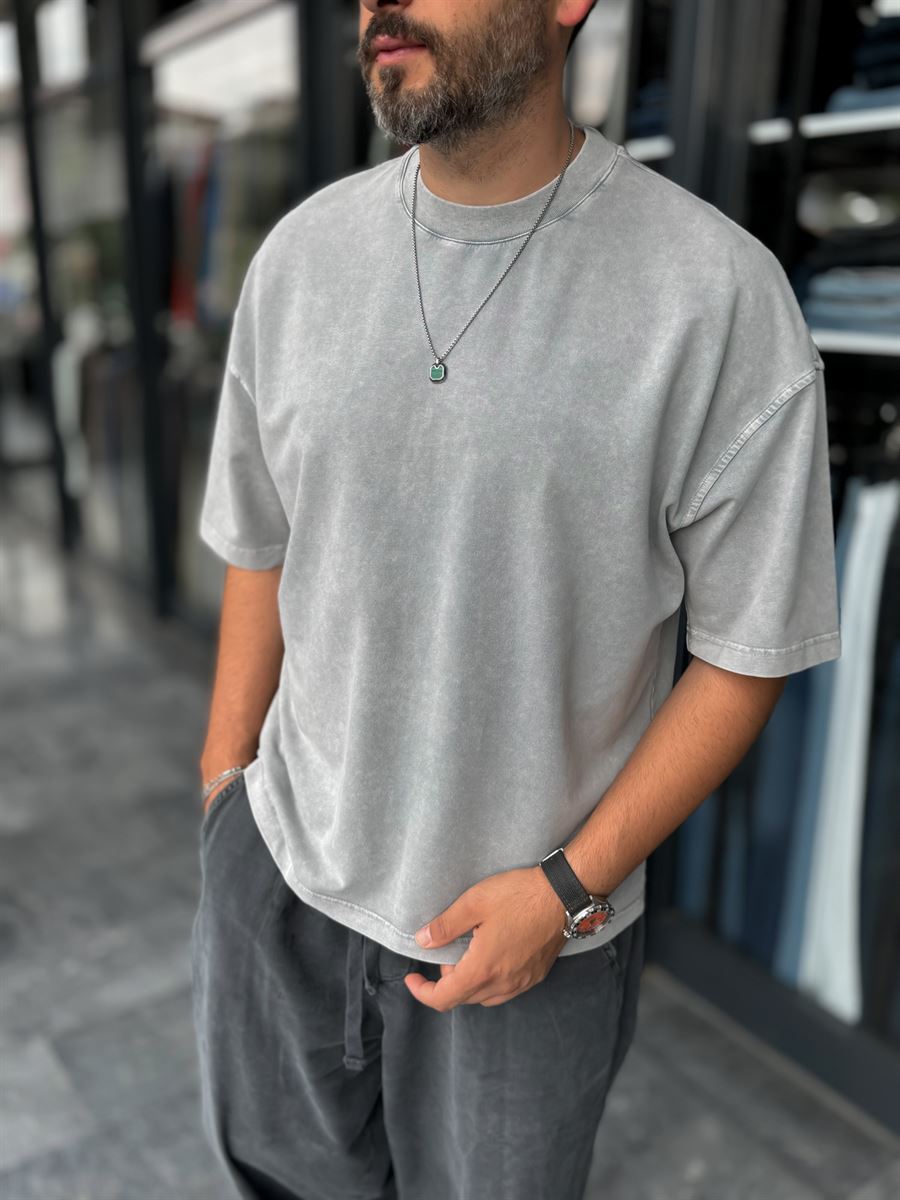 Light Grey Washed Oversize T-Shirt DF-2180