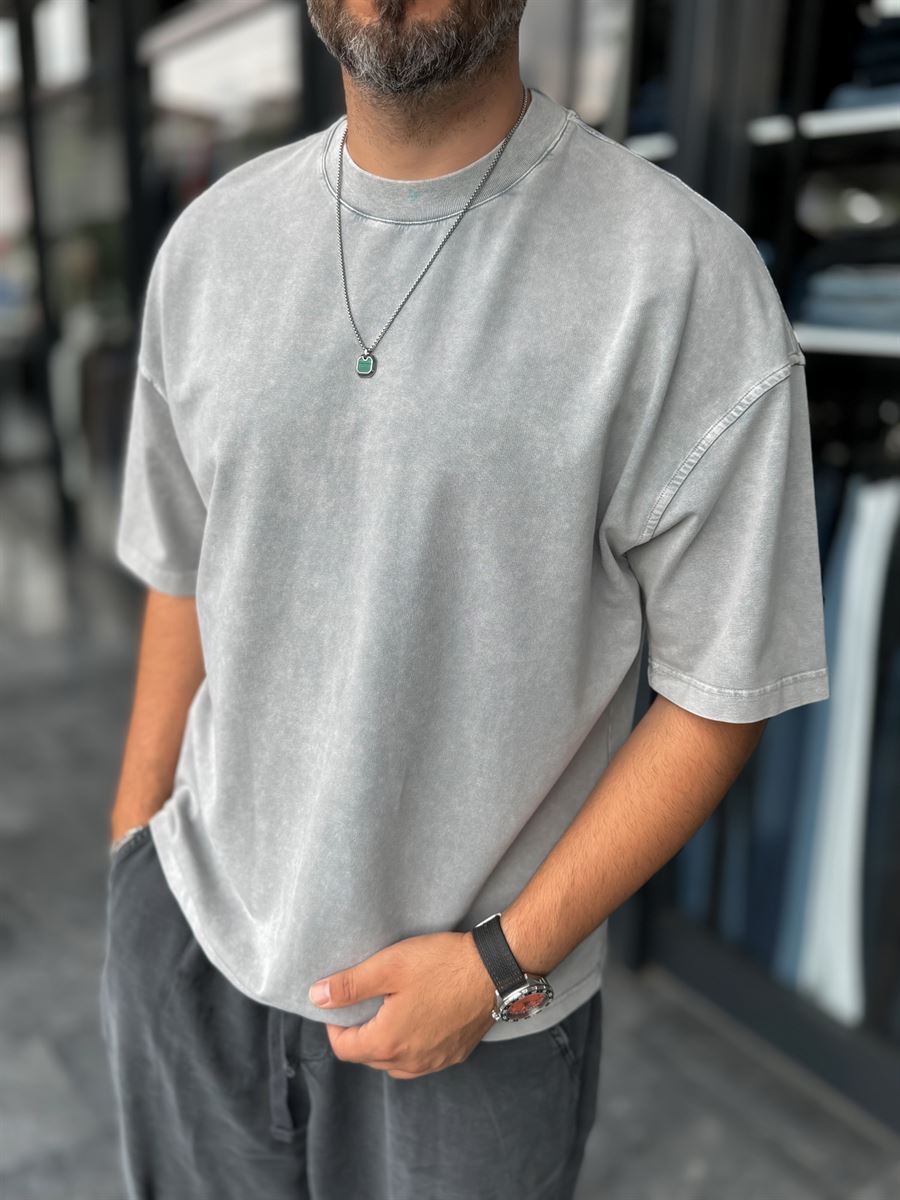 Light Grey Washed Oversize T-Shirt DF-2180