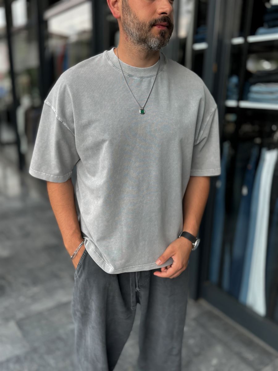 Light Grey Washed Oversize T-Shirt DF-2180