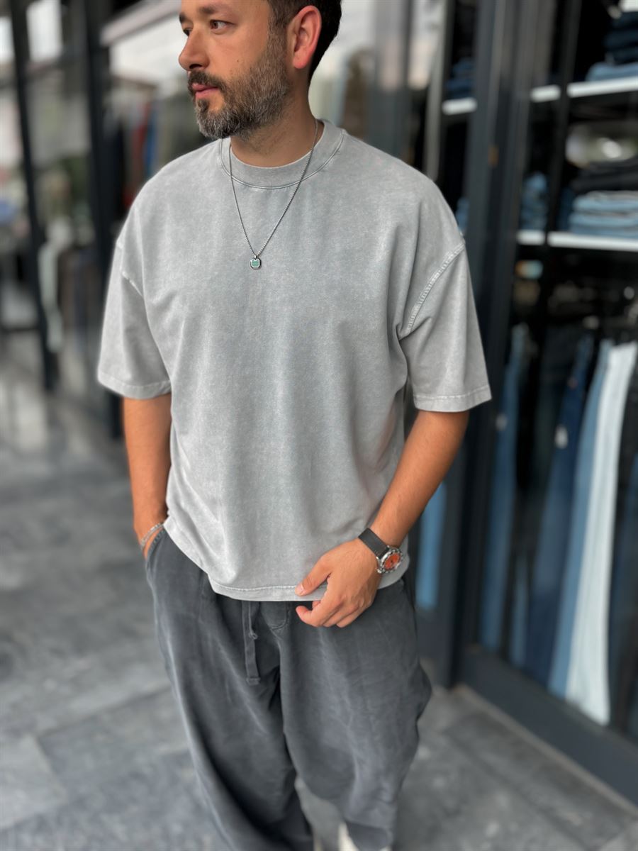 Light Grey Washed Oversize T-Shirt DF-2180
