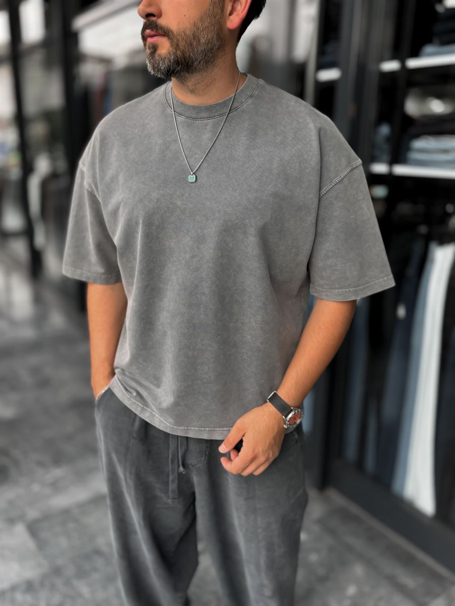 Dark Grey Washed Oversize T-Shirt DF-2180