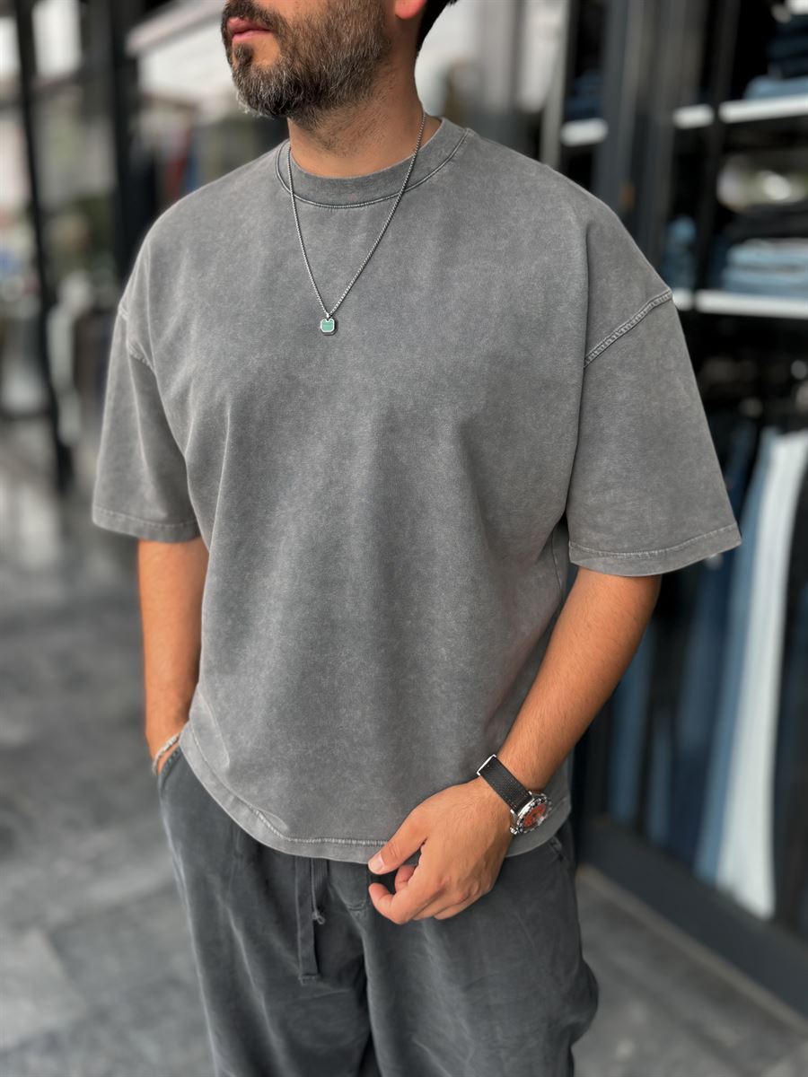 Dark Grey Washed Oversize T-Shirt DF-2180