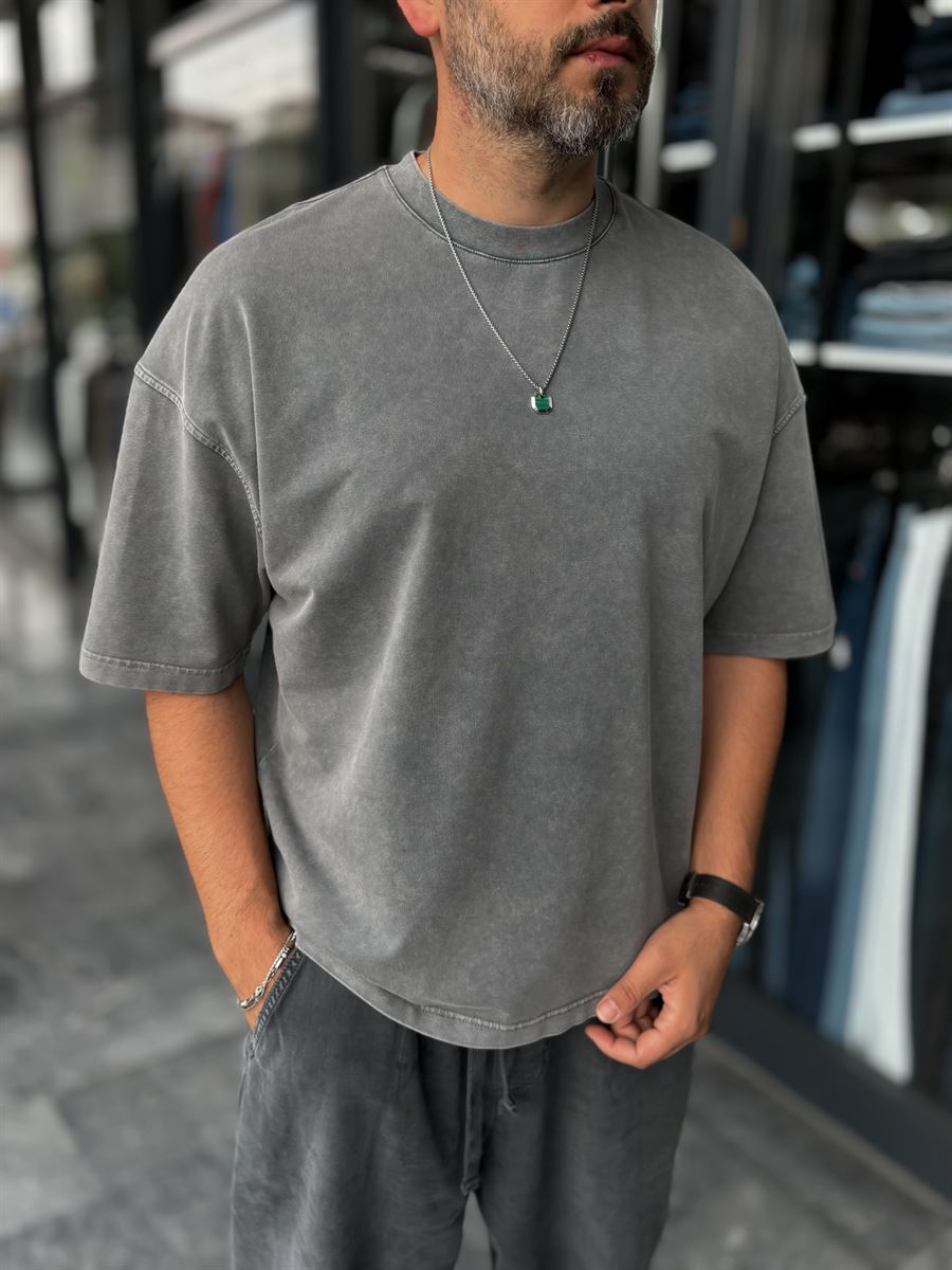 Dark Grey Washed Oversize T-Shirt DF-2180