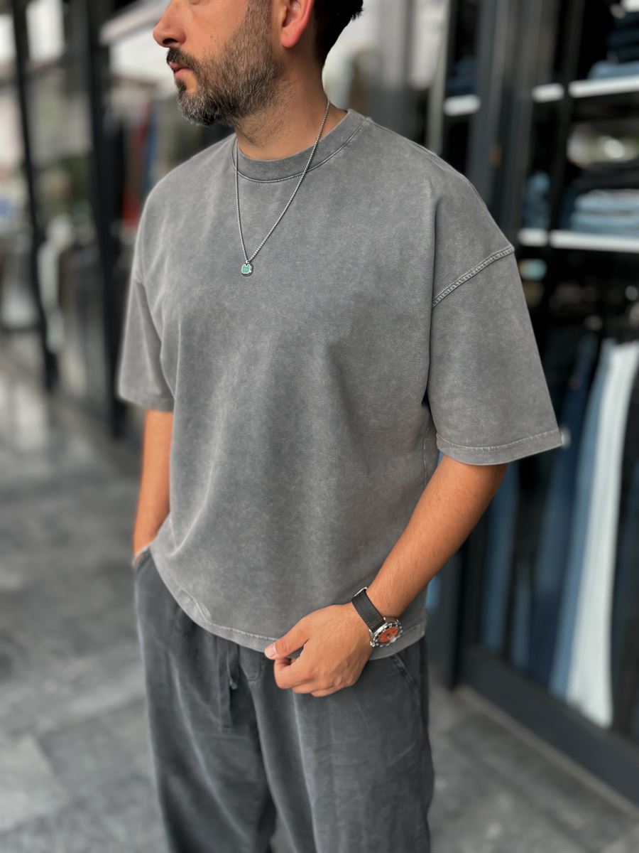 Dark Grey Washed Oversize T-Shirt DF-2180