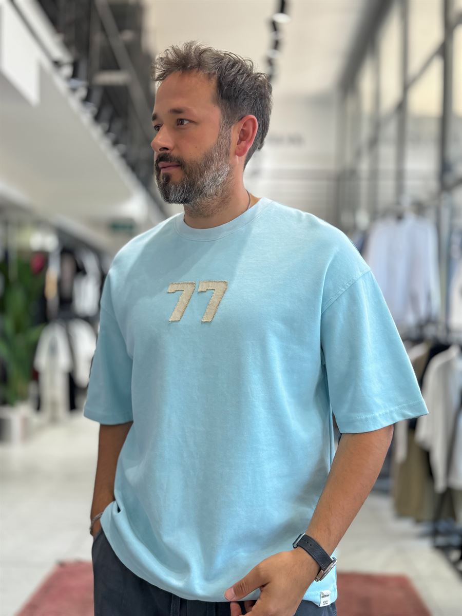 Light Blue 77 Washed Oversize T-Shirt ES-71-164
