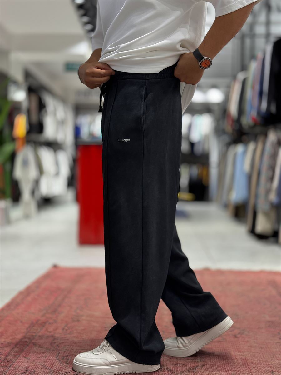 Black Embossed Washed Straight Leg Sweatpants ES-80-61
