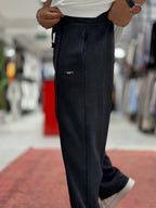 Black Embossed Washed Straight Leg Sweatpants ES-80-61