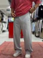 Grey Embossed Washed Straight Leg Sweatpants ES-80-61