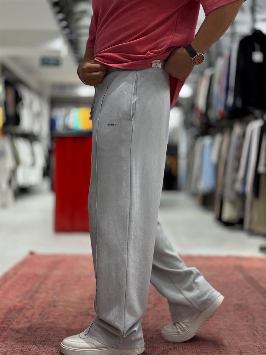 Grey Embossed Washed Straight Leg Sweatpants ES-80-61