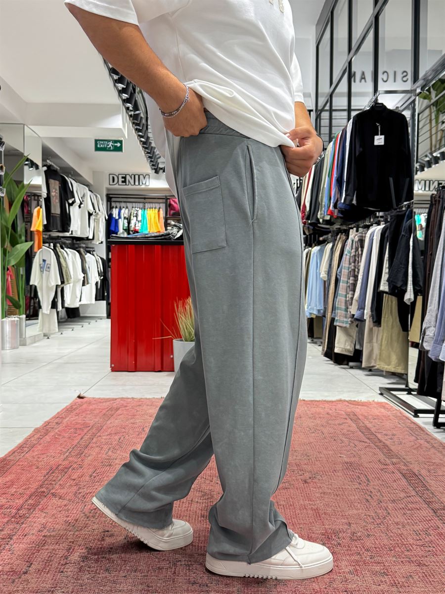 Smoked Embossed Washed Straight Leg Sweatpants ES-80-61