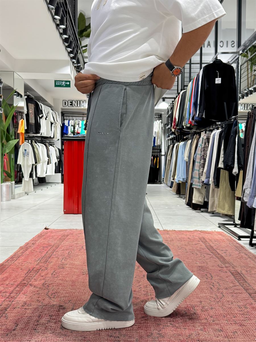 Smoked Embossed Washed Straight Leg Sweatpants ES-80-61